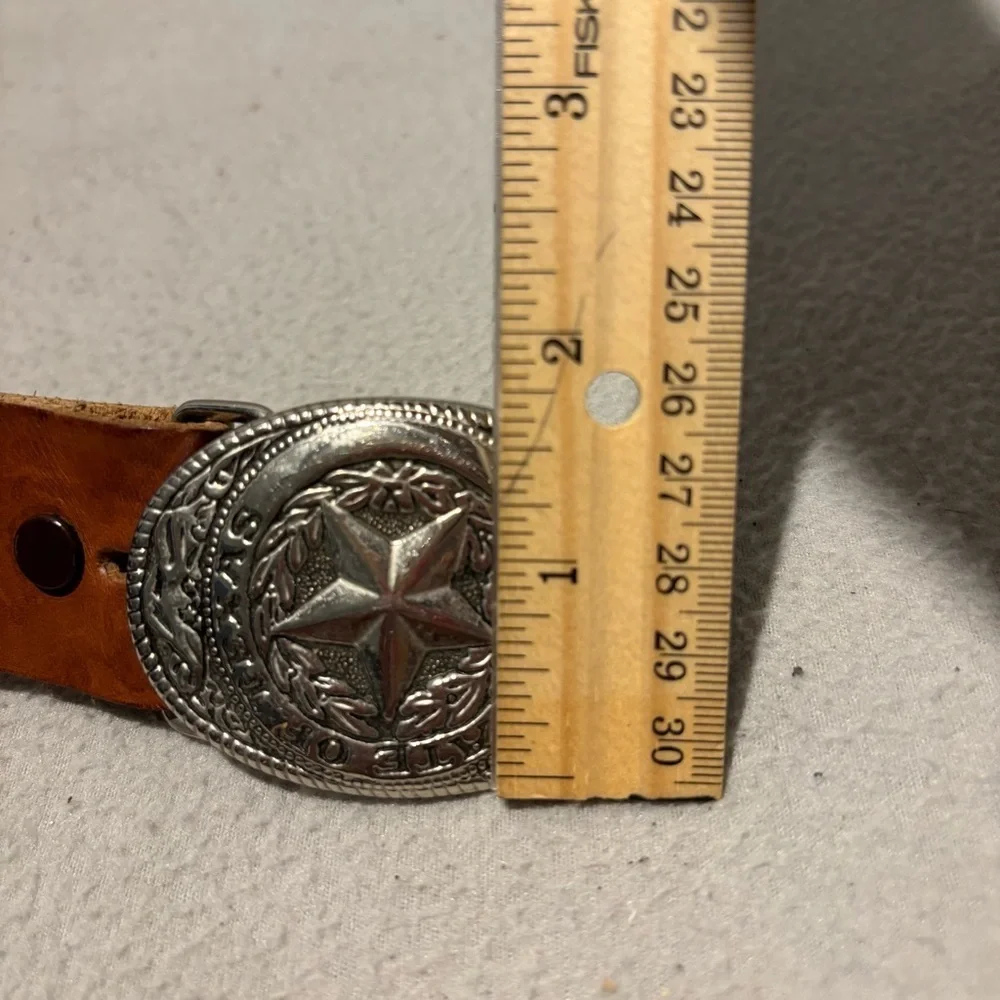 3D Brown Genuine Leather Men’s Belt Size 34 made in USA style 4074
